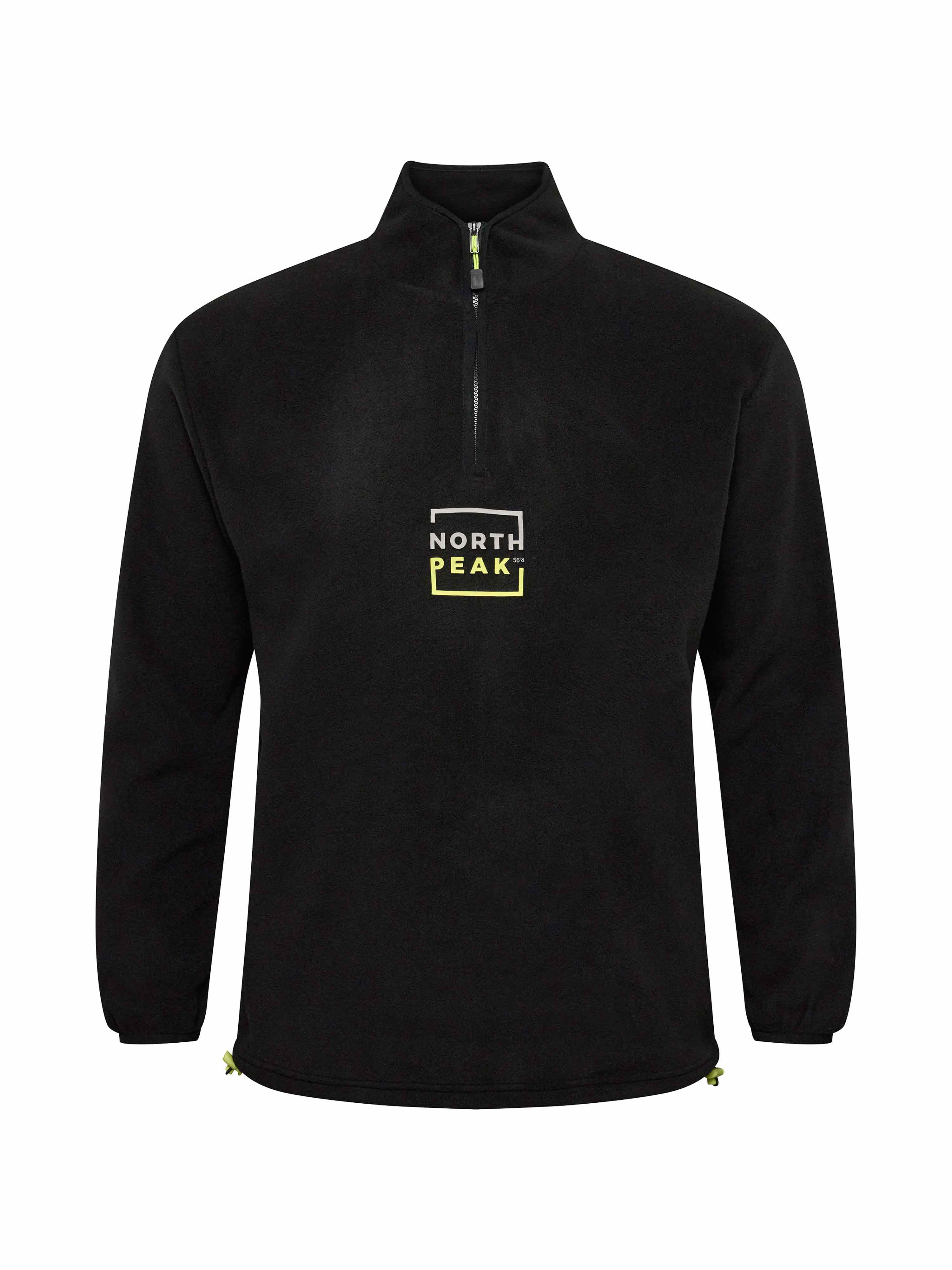 Ανδρική Plus Size Μπλούζα Fleece με ψηλό γιακά με φερμουάρ και τύπωμα NORTH PEAK μπροστά, North 56°4 Sport (Μεγάλα Μεγέθη - Υπερμεγέθη)