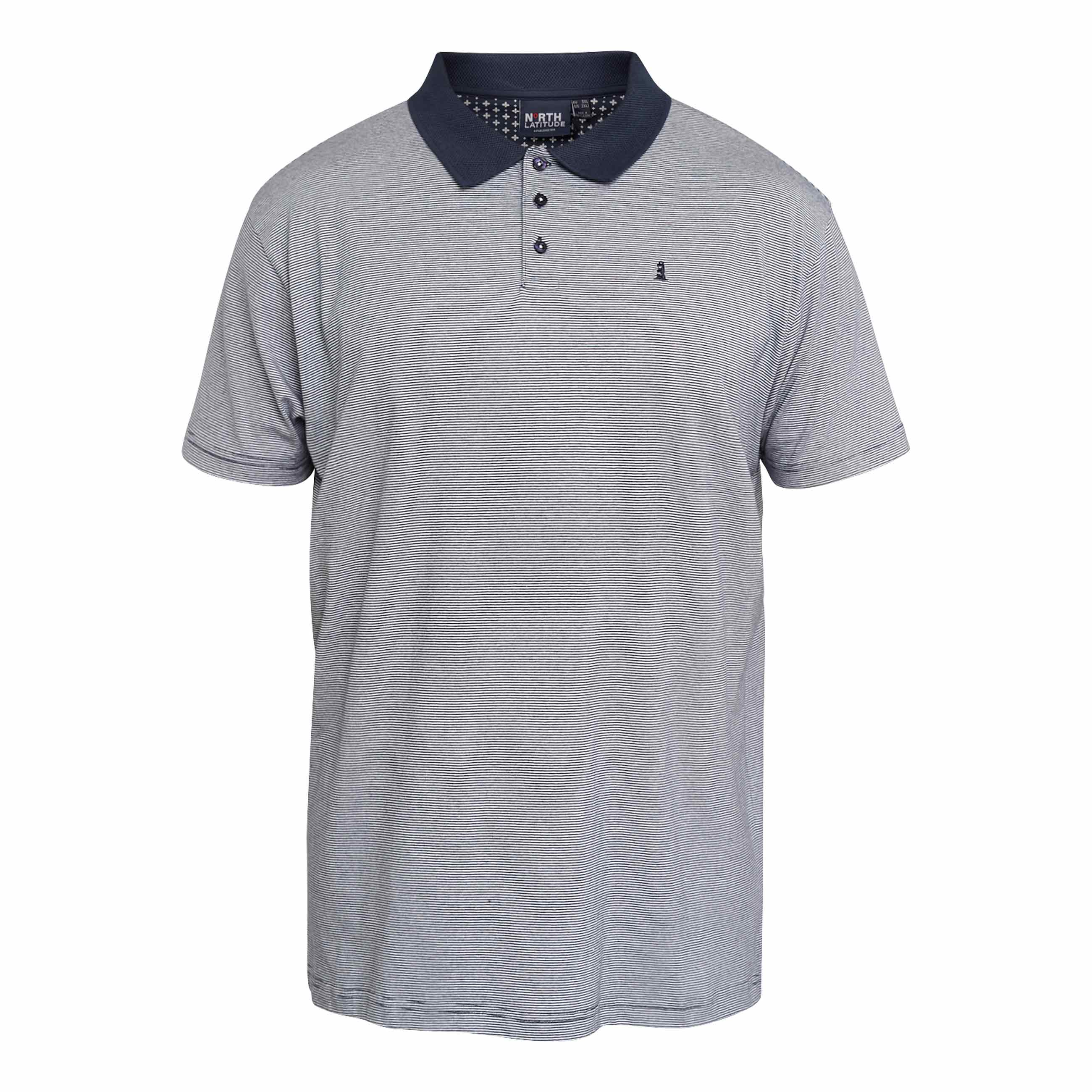 Ανδρική Plus Size Μπλούζα polo ριγέ με κοντά μανίκια, North Latitude (Μεγάλα Μεγέθη - Υπερμεγέθη)