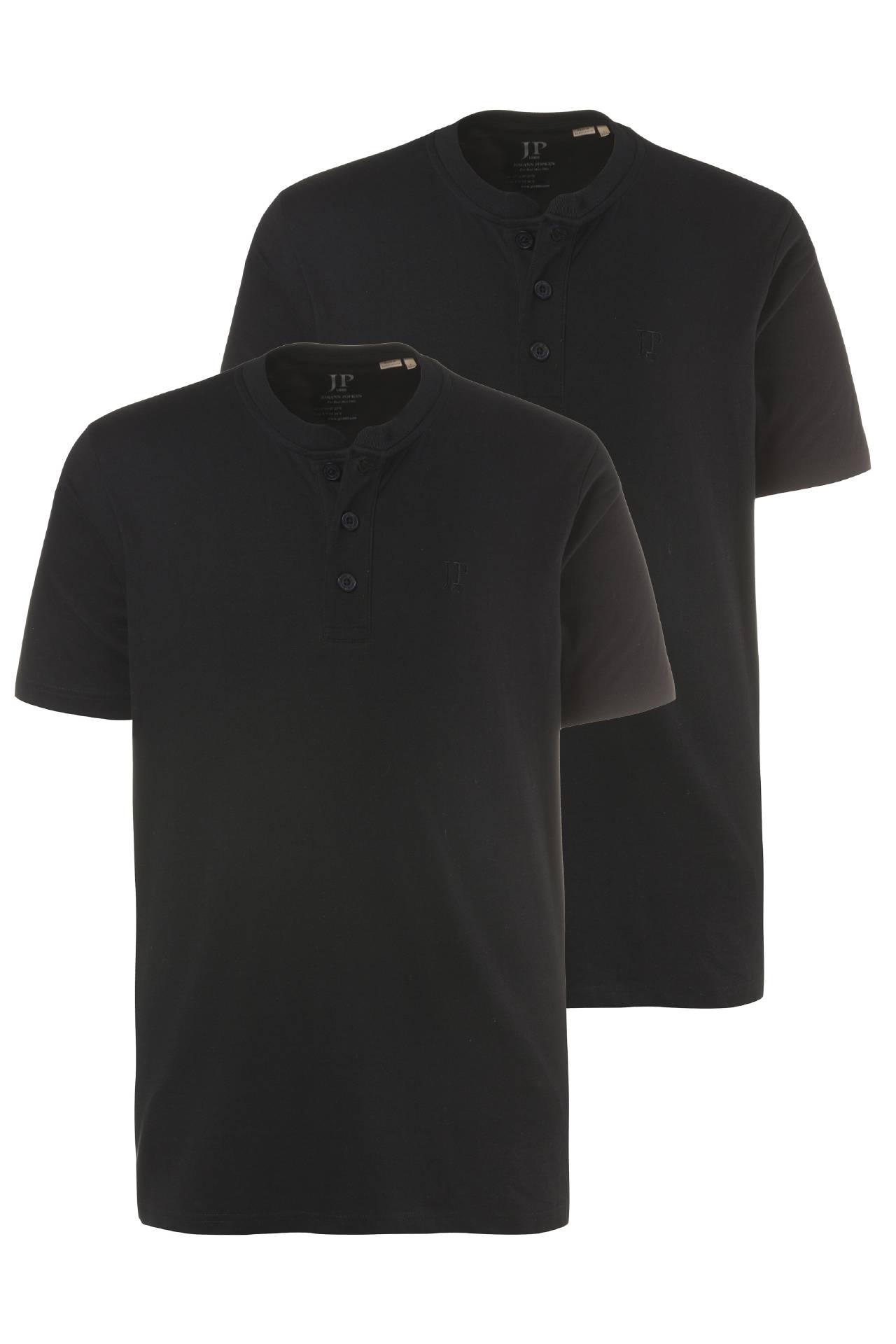 Ανδρική Plus Size Μπλούζα Henley με κοντό μανίκι, συσκευασία 2 τεμαχίων, με στρογγυλή λαιμόκοψη και 2 κουμπιά (Μεγάλα Μεγέθη - Υπερμεγέθη)