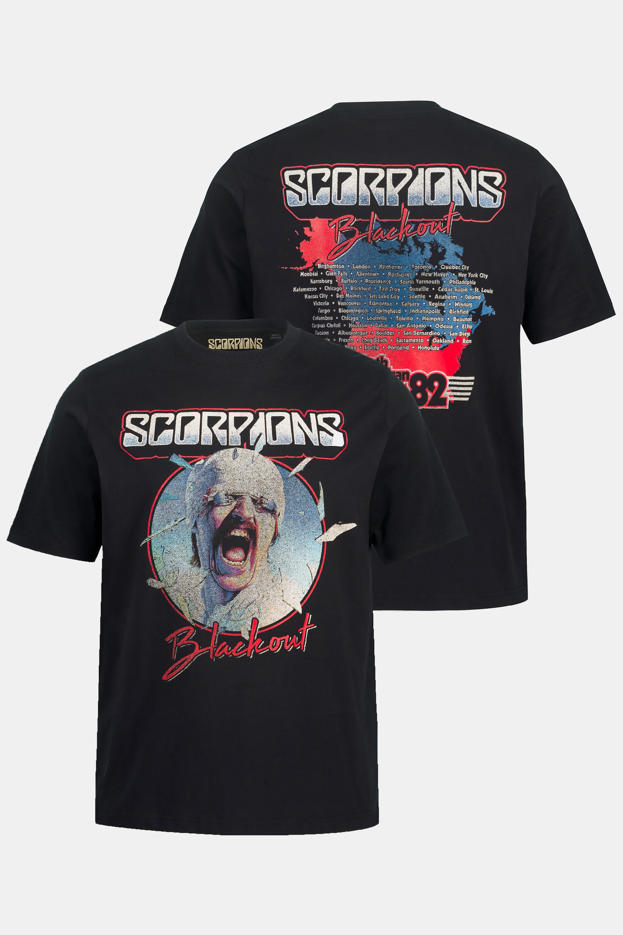 Ανδρικό Plus Size T-Shirt κοντομάνικο με τύπωμα Scorpions (Μεγάλα Μεγέθη - Υπερμεγέθη)