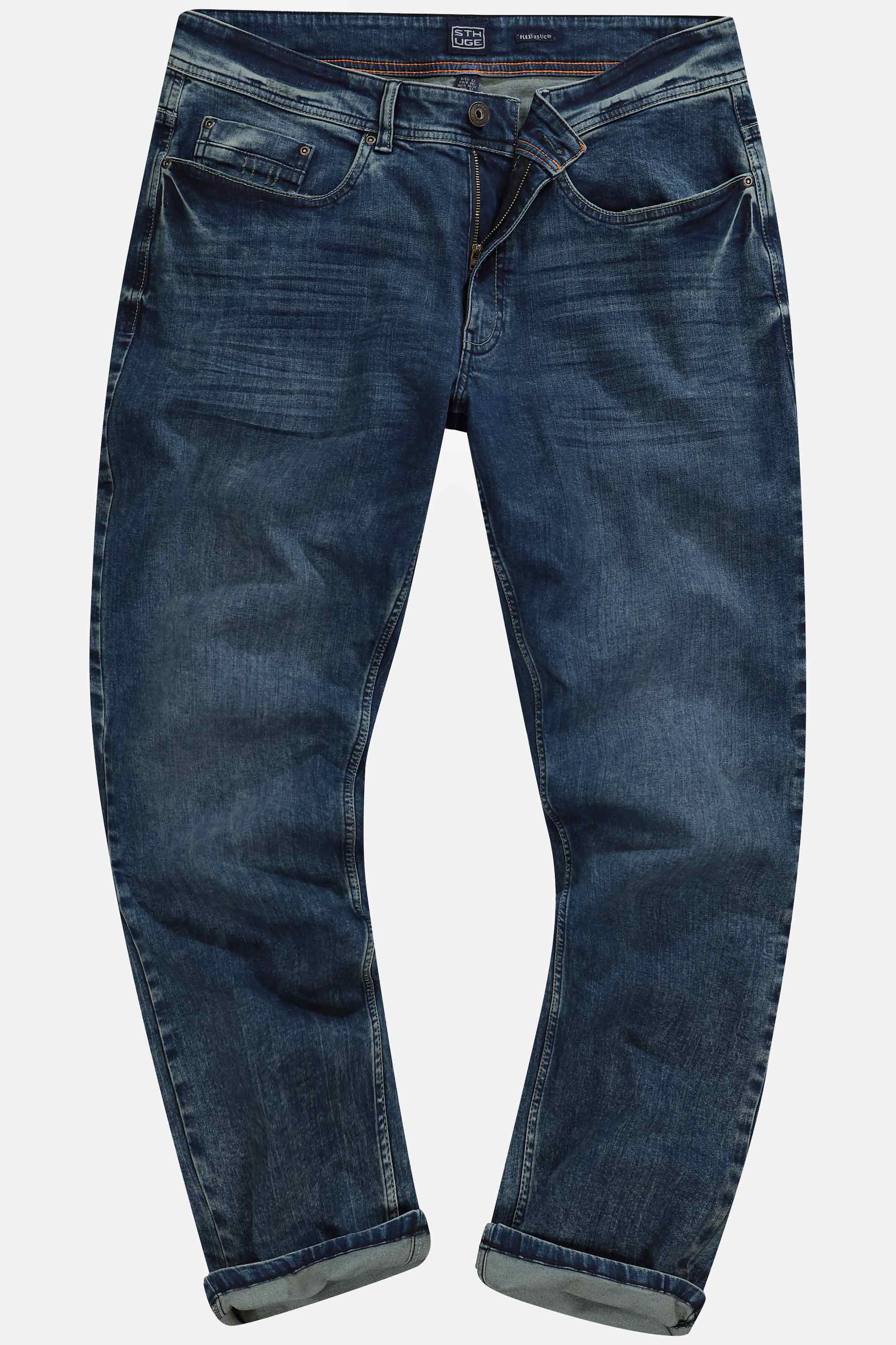 Ανδρικό Plus Size Τζιν παντελόνι με washed effect και χαλαρή εφαρμογή, STHUGE (Μεγάλα Μεγέθη - Υπερμεγέθη)