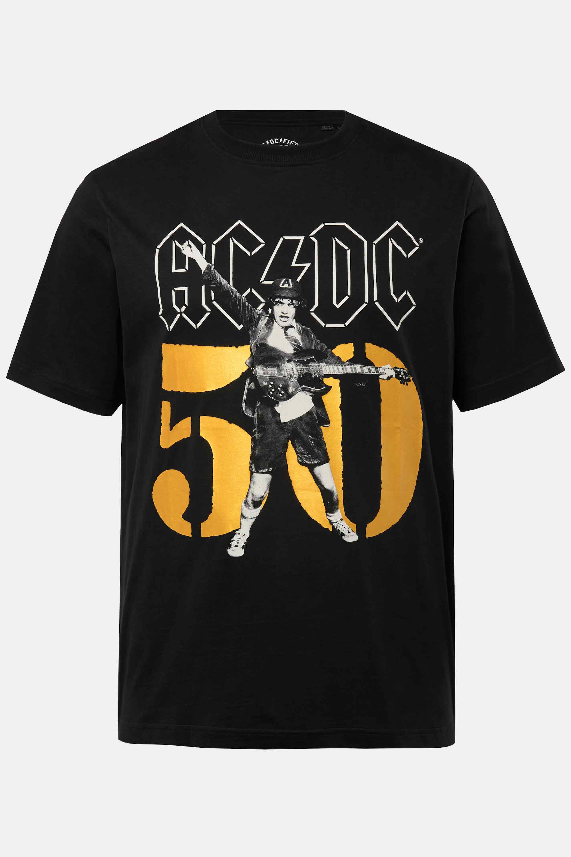Ανδρικό Plus Size T-shirt με κοντά μανίκια με τύπωμα ACDC μπροστά, JP1880 (Μεγάλα Μεγέθη - Υπερμεγέθη)