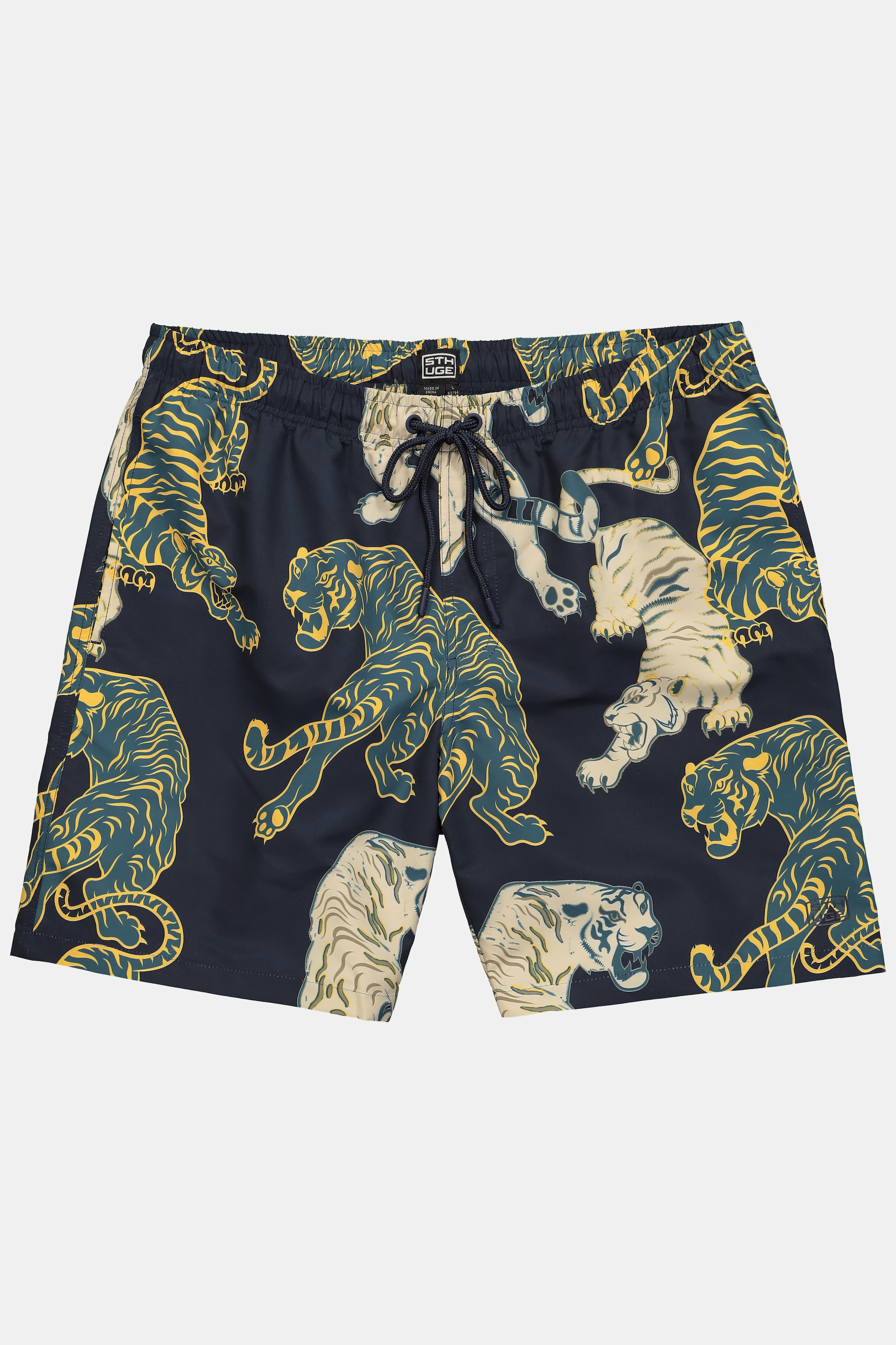 Plus Size Μαγιό με σχέδιο tiger και τσέπες, STHUGE (Μεγάλα Μεγέθη - Υπερμεγέθη)