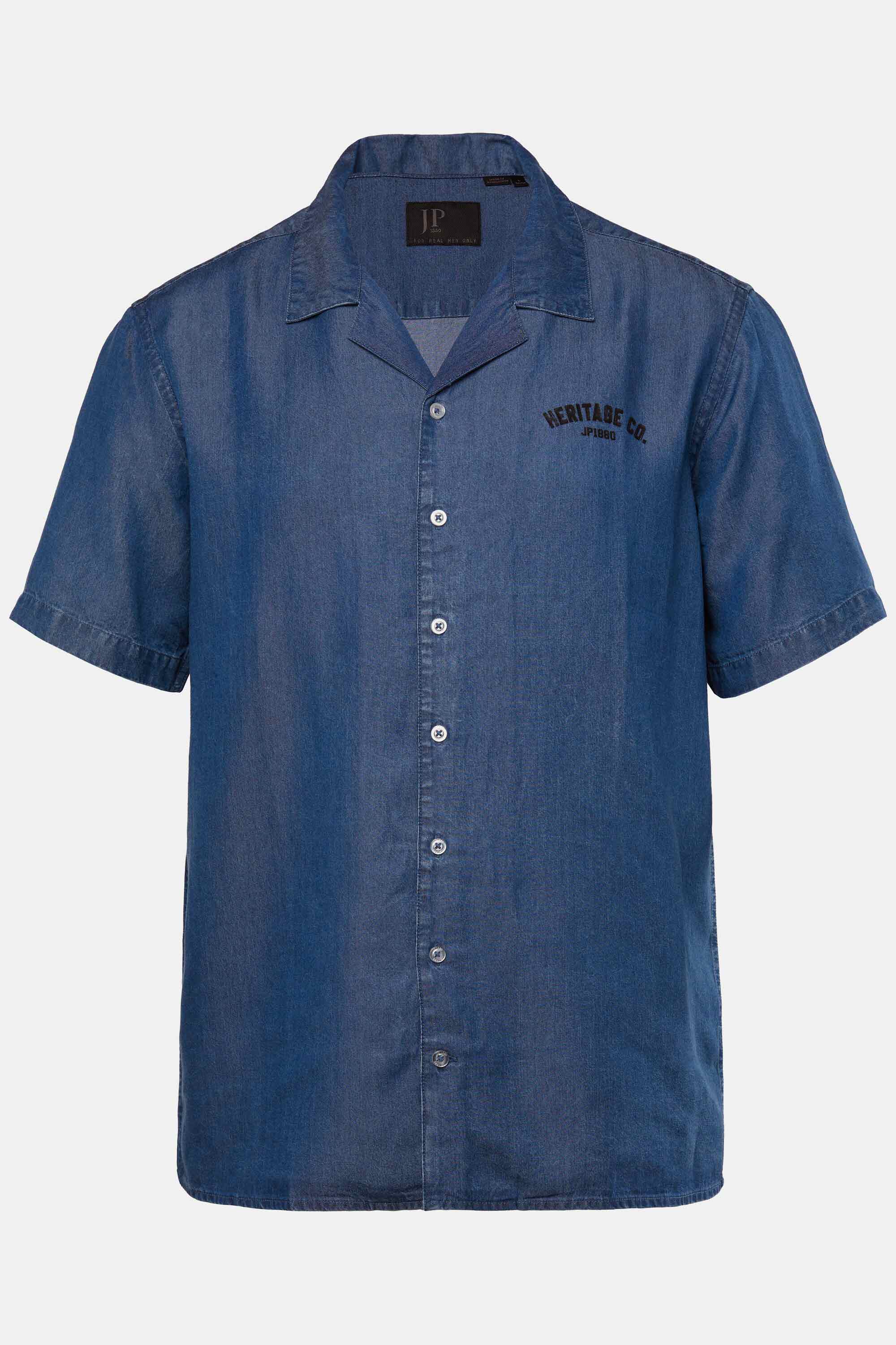Ανδρικό Plus Size Πουκάμισο τζιν, cuba fit και τύπωμα, JP 1880 (Μεγάλα Μεγέθη - Υπερμεγέθη)
