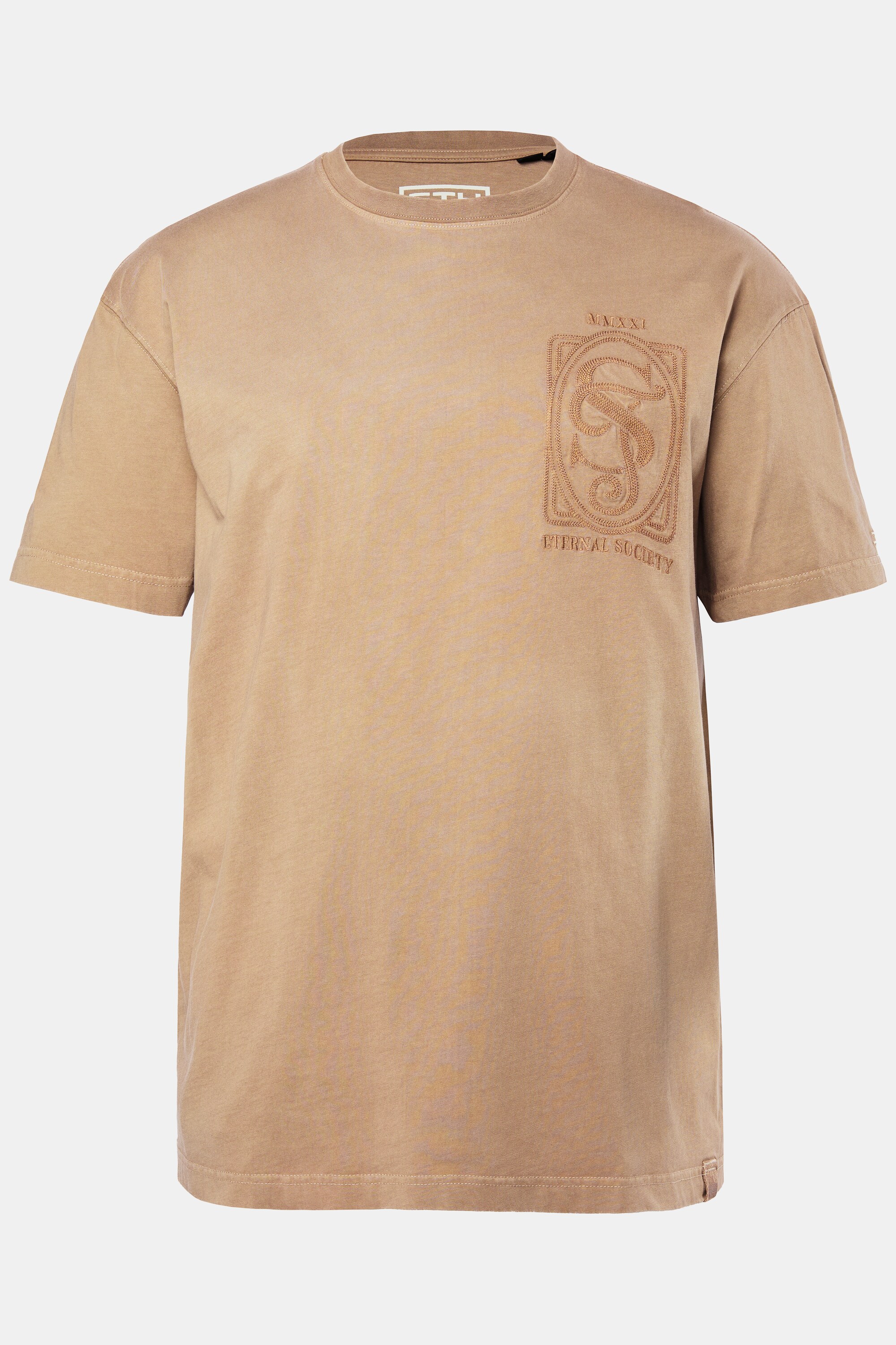 Ανδρικό Plus Size T-shirt oversized με μεγάλο κέντημα στο στήθος, STHUGE (Μεγάλα Μεγέθη - Υπερμεγέθη)