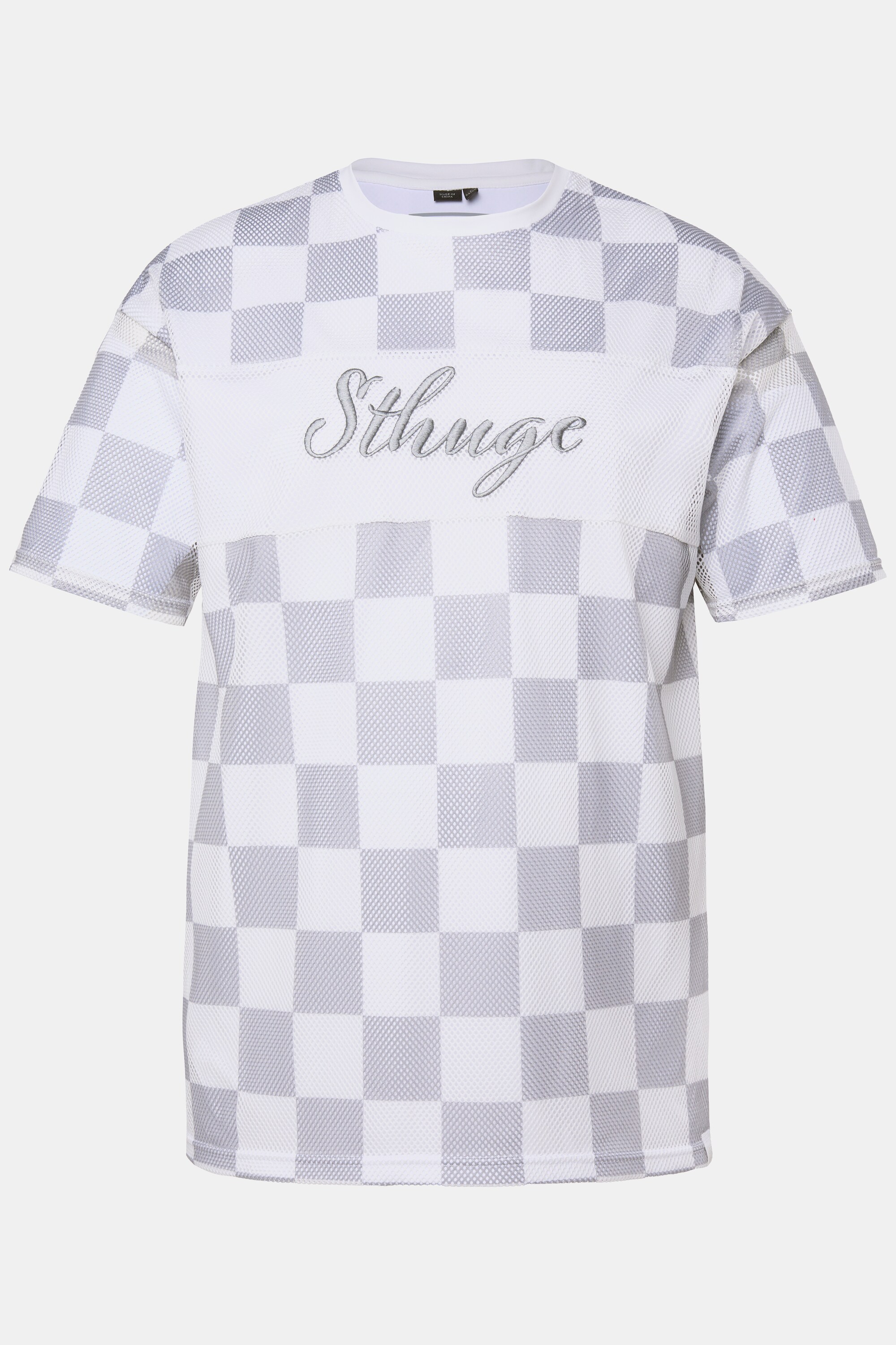 Ανδρική Plus Size Μπλούζα oversized, καρό με κέντημα, STHUGE (Μεγάλα Μεγέθη - Υπερμεγέθη)