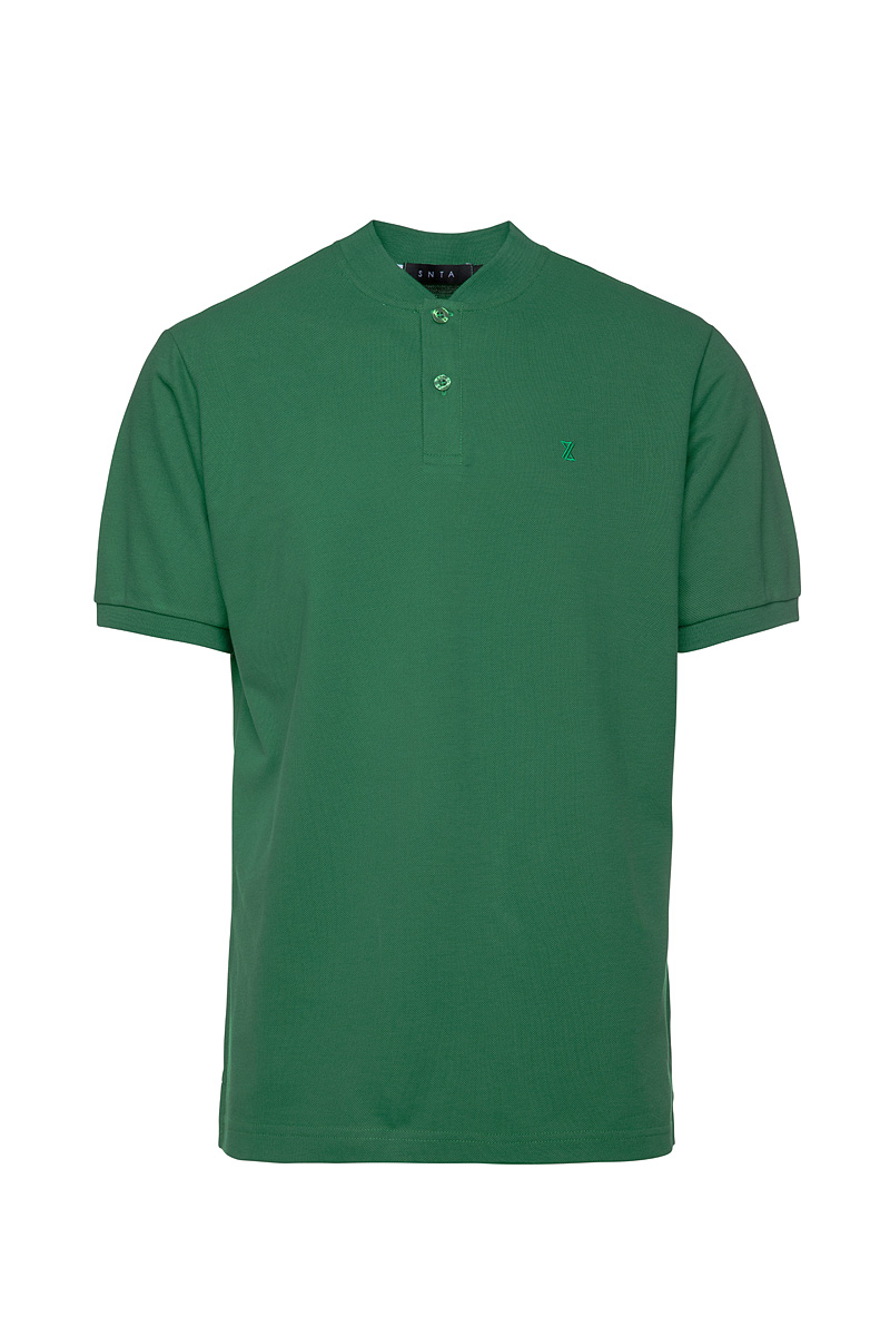 Plus Size Polo Πικέ με κοντό μανίκι, γιακά ΜΑΟ και κέντημα BIGMAN (Μεγάλα Μεγέθη - Υπερμεγέθη)
