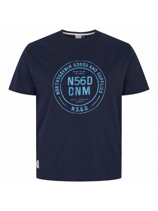 T-shirt με μεγάλο στρόγγυλο τύπωμα μπροστά με used όψη, North 56Denim