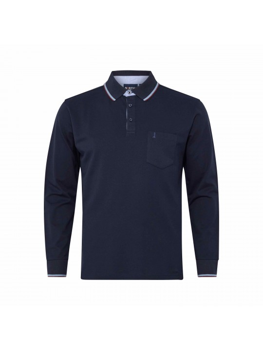 Μπλούζα polo πικέ από απαλό ελαστικό ύφασμα με μακριά μανίκια, North Latitude