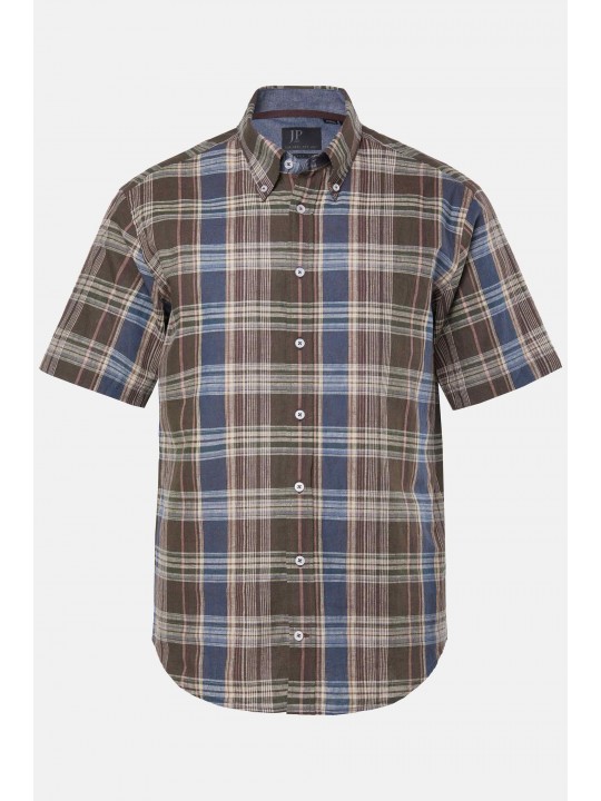 Πουκάμισο καρό, λινό με κοντά μανίκια, JP1880