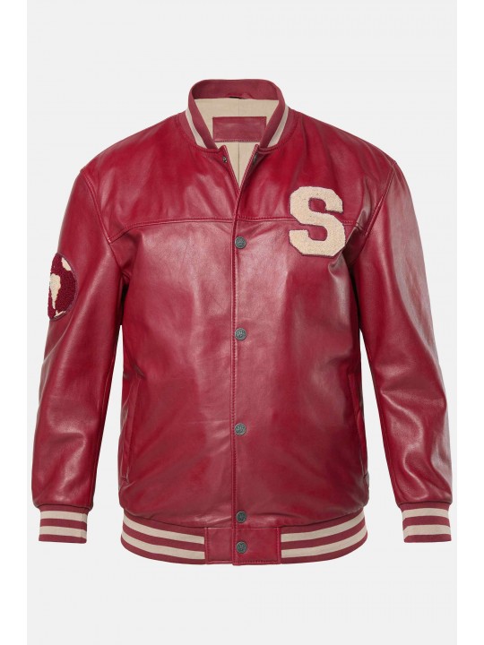 Μπουφάν δερμάτινο με σχέδιο στο στήθος και την πλάτη, STHUGE