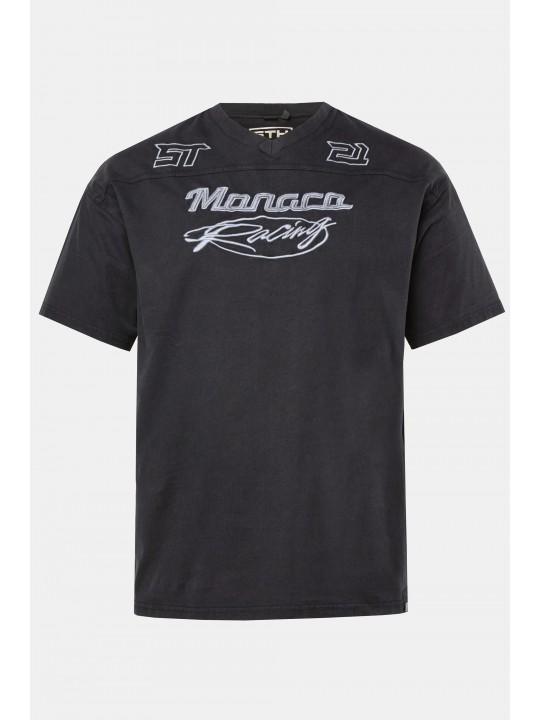 T-shirt oversized με κέντημα και λαιμόκοψη V, STHUGE