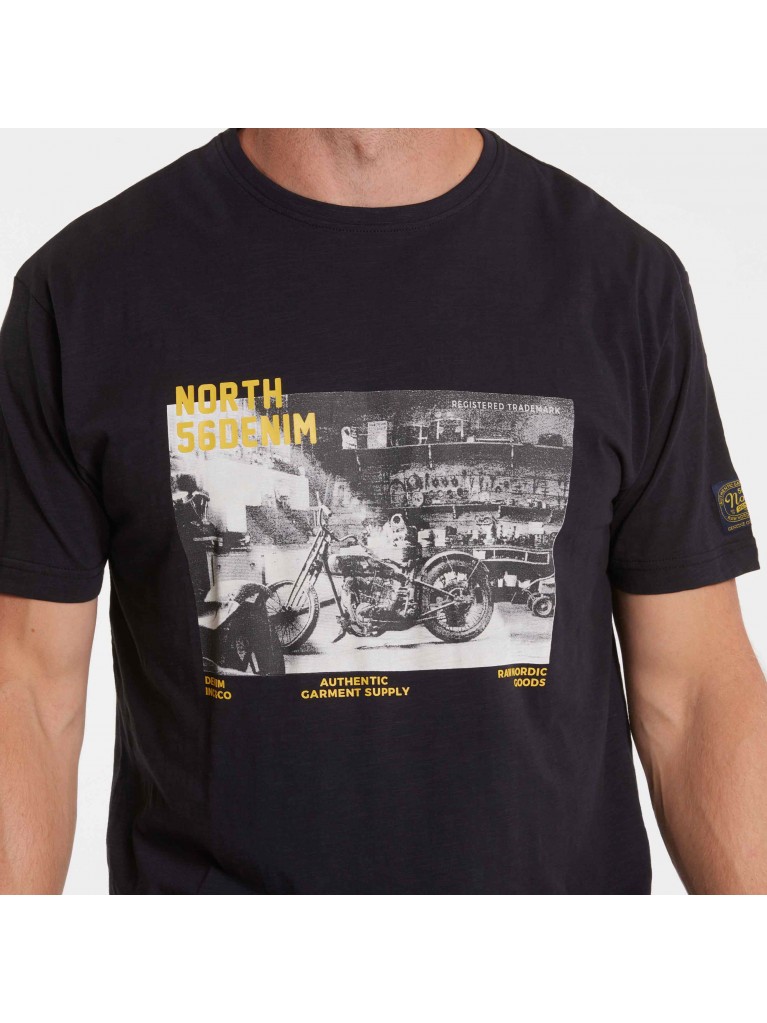 T-shirt με μεγάλο τύπωμα Garage μπροστά, North 56Denim