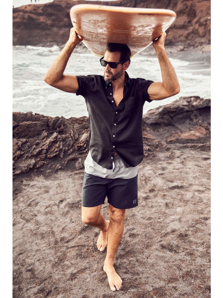 Πουκάμισο λινό με κοντά μανίκια, JP1880