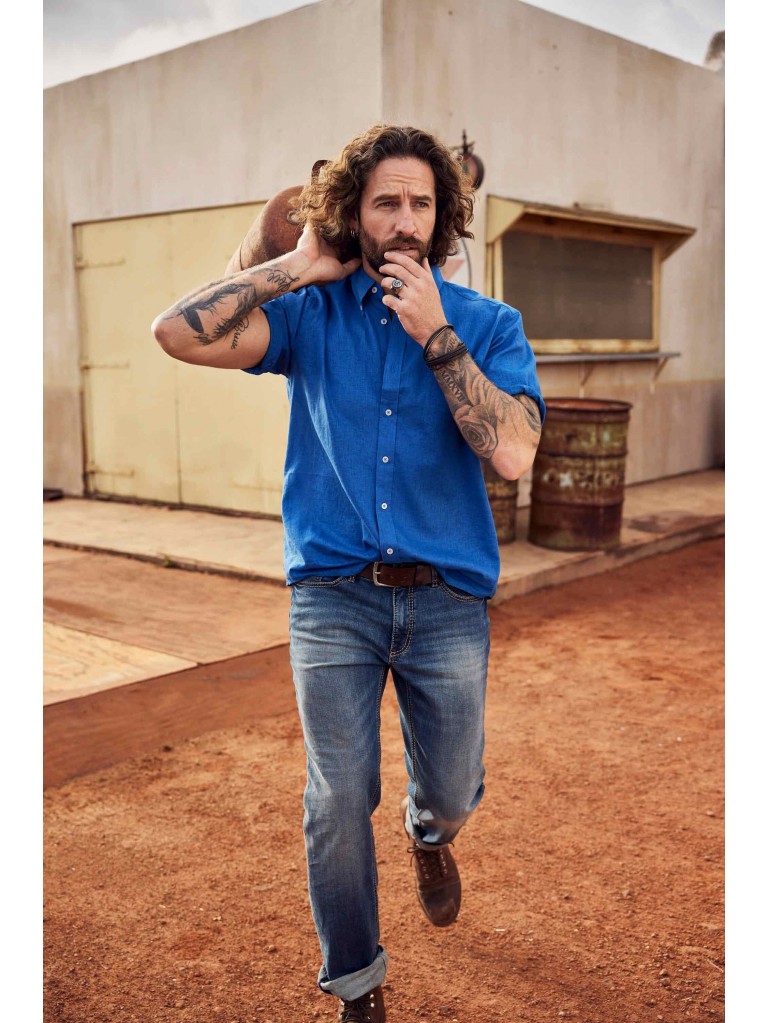 Πουκάμισο λινό με κοντά μανίκια, JP1880