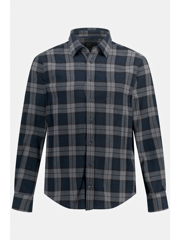 Βαμβακερό καρό πουκάμισο JP1880, με μακριά μανίκια και γιακά Kent, Modern Fit
