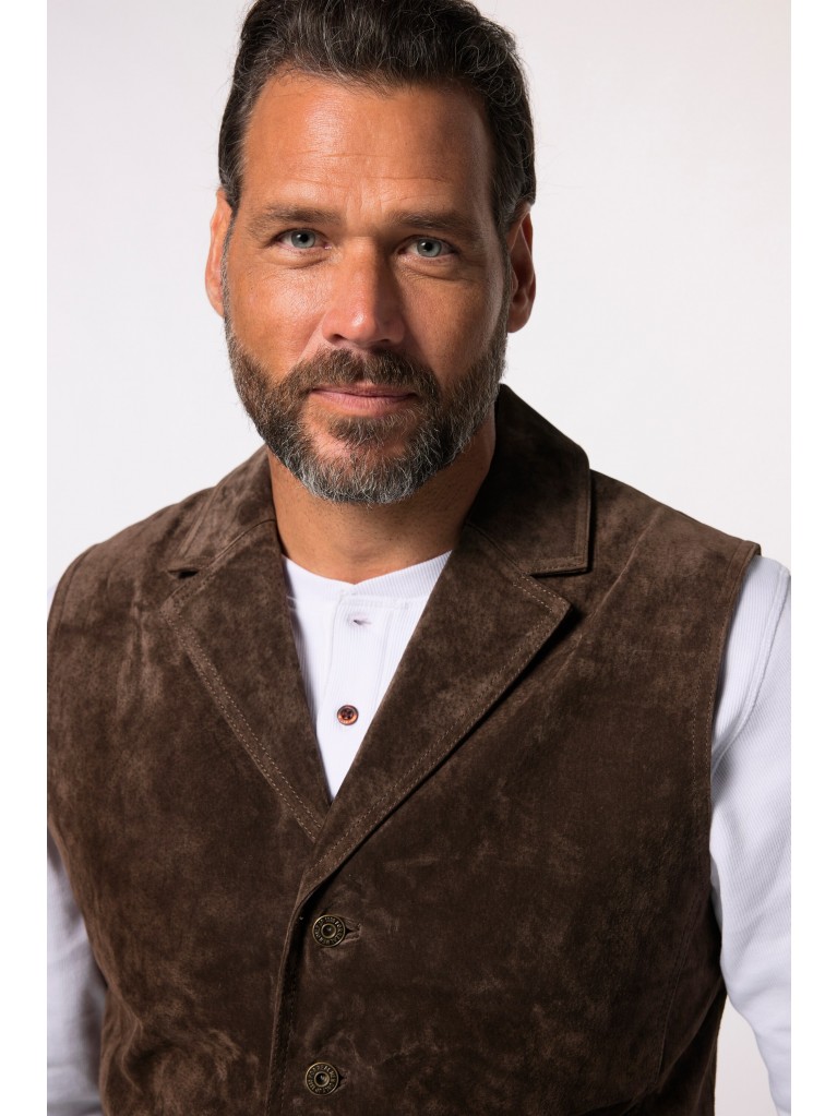 Γιλέκο με πέτο από μαλακό δέρμα σουέτ