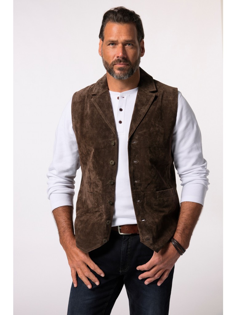 Γιλέκο με πέτο από μαλακό δέρμα σουέτ