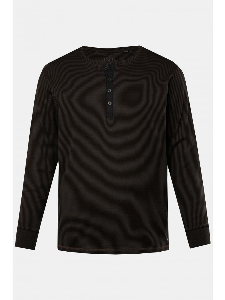 T-shirt Ριγέ με μακριά μανίκια και 4 κουμπιά, από μαλακό ζέρσεϊ, JP1880