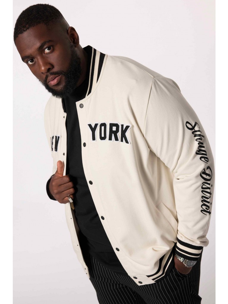 Ζακέτα Φούτερ Κολεγίου με κέντημα NEW YORK μπροστά και τύπωμα στο μανίκι, JP1880