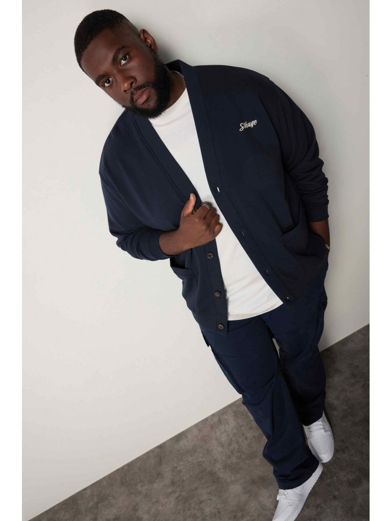 Ζακέτα Φούτερ με V λαιμόκοψη και κέντημα στο στήθος, JP1880