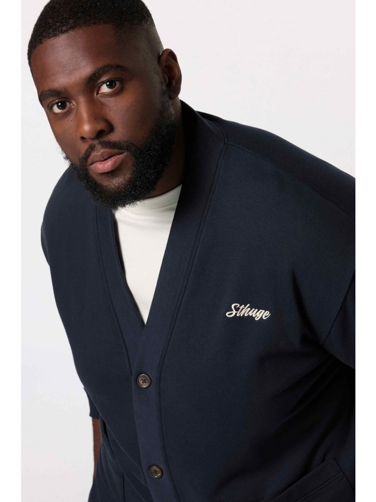 Ζακέτα Φούτερ με V λαιμόκοψη και κέντημα στο στήθος, JP1880