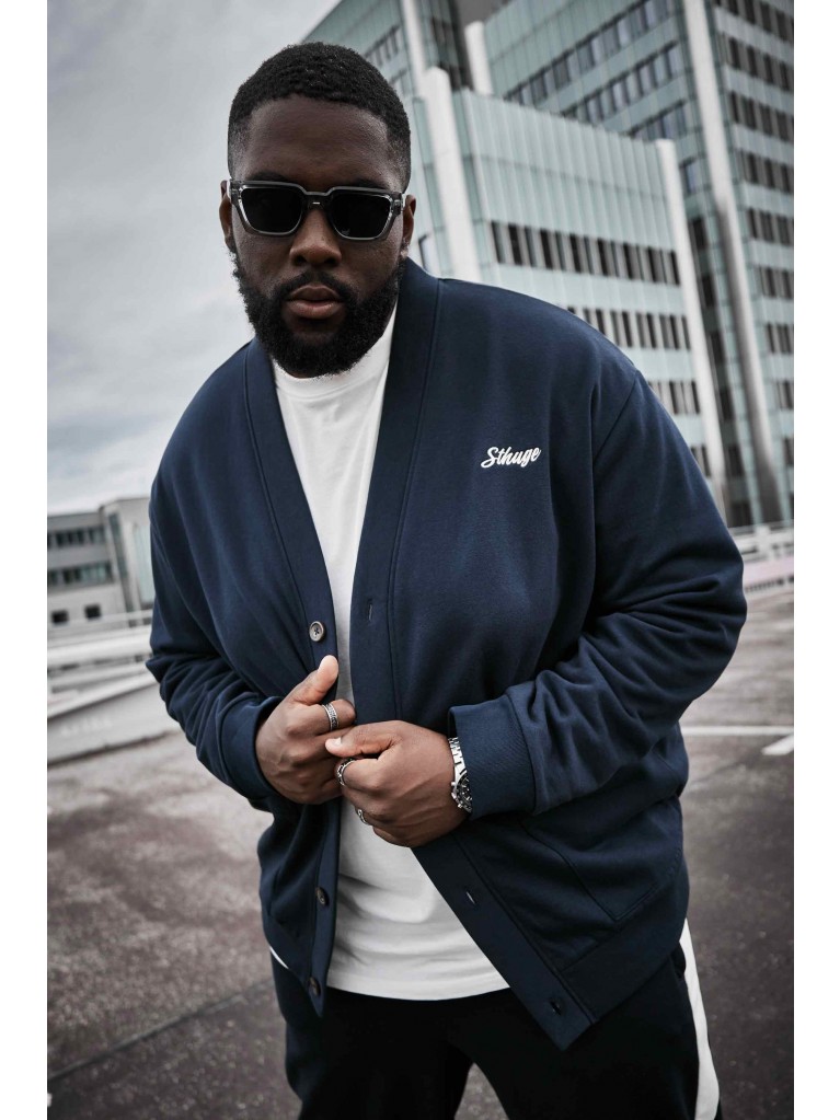 Ζακέτα Φούτερ με V λαιμόκοψη και κέντημα στο στήθος, JP1880