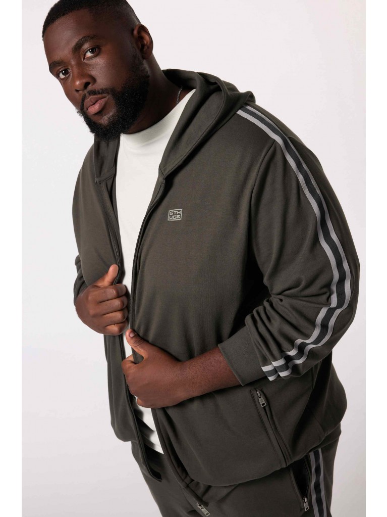 Ζακέτα με κουκούλα και ρίγες στα μανίκια