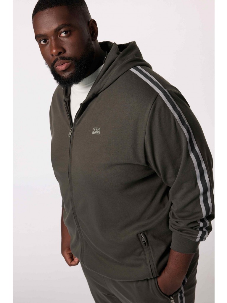 Ζακέτα με κουκούλα και ρίγες στα μανίκια