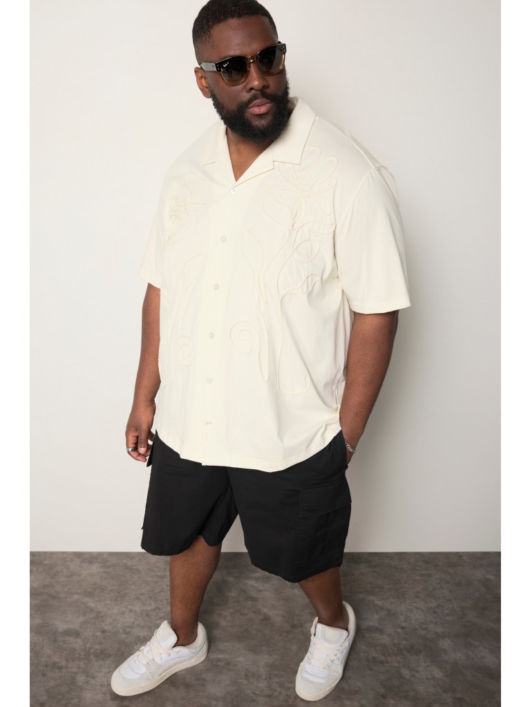 Πουκάμισο με boxy εφαρμογή και ανάγλυφο κέντημα, STHUGE 