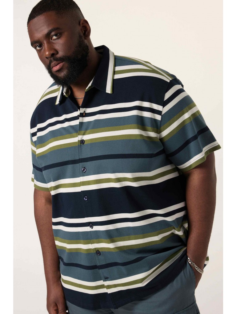 Πουκάμισο με boxy fit, ριγέ με κοντά μανίκια, STHUGE 