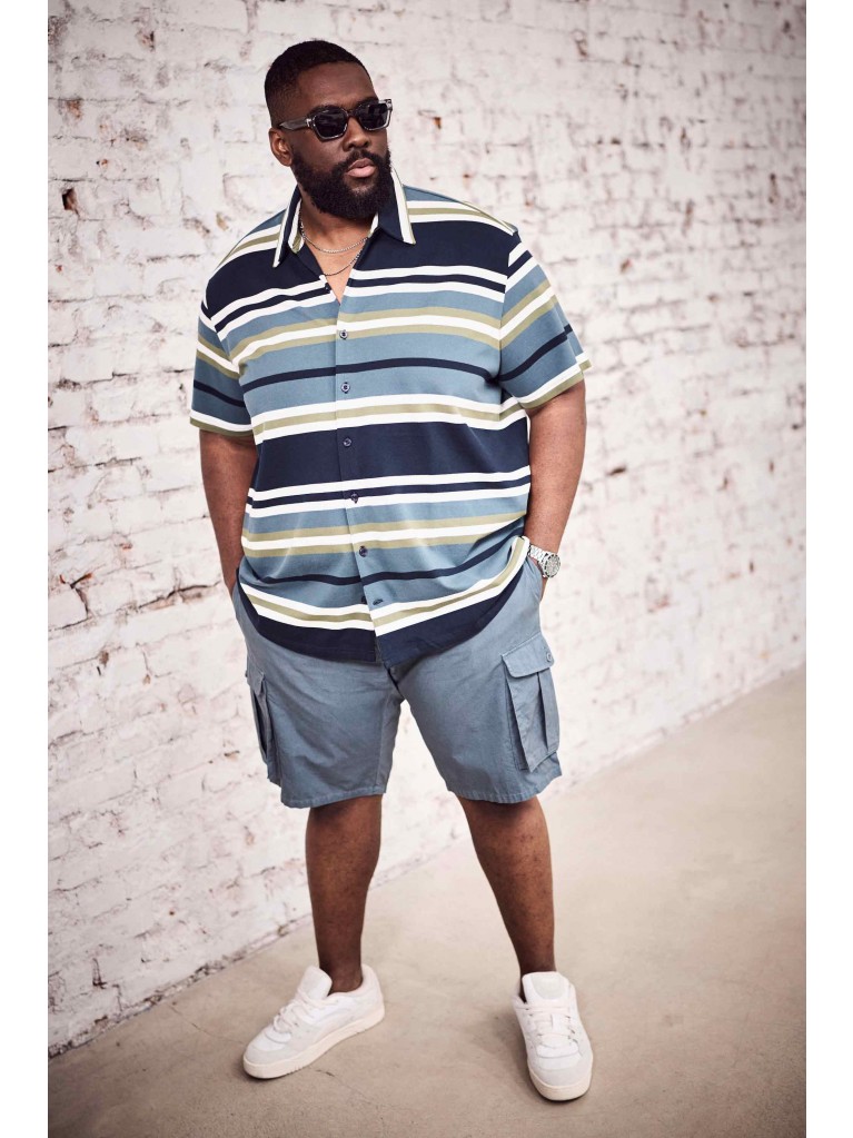 Πουκάμισο με boxy fit, ριγέ με κοντά μανίκια, STHUGE 