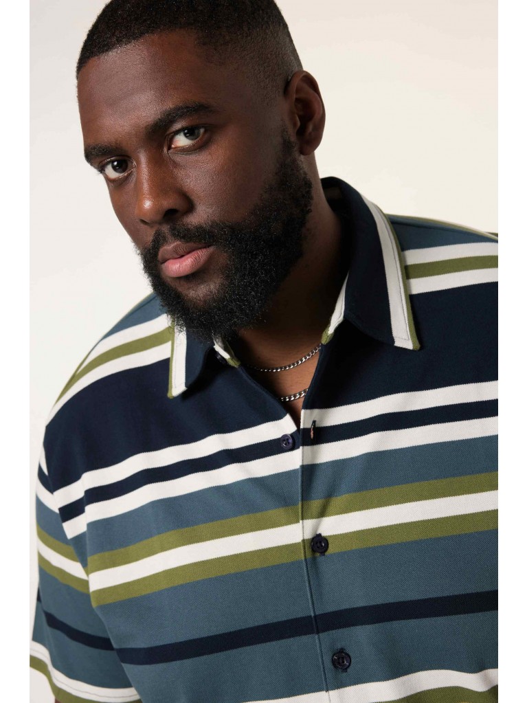 Πουκάμισο με boxy fit, ριγέ με κοντά μανίκια, STHUGE 