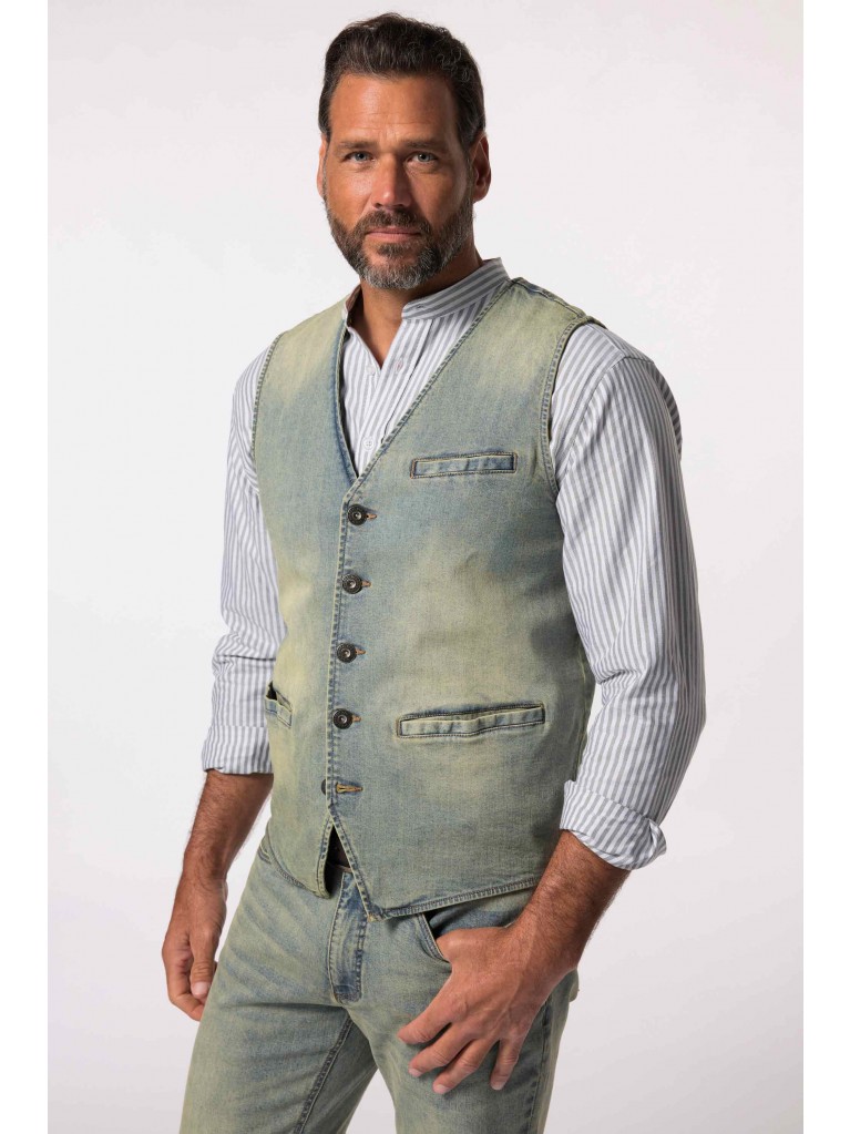 Γιλέκο τζιν JP 1880, λαιμόκοψη V, Vintage look