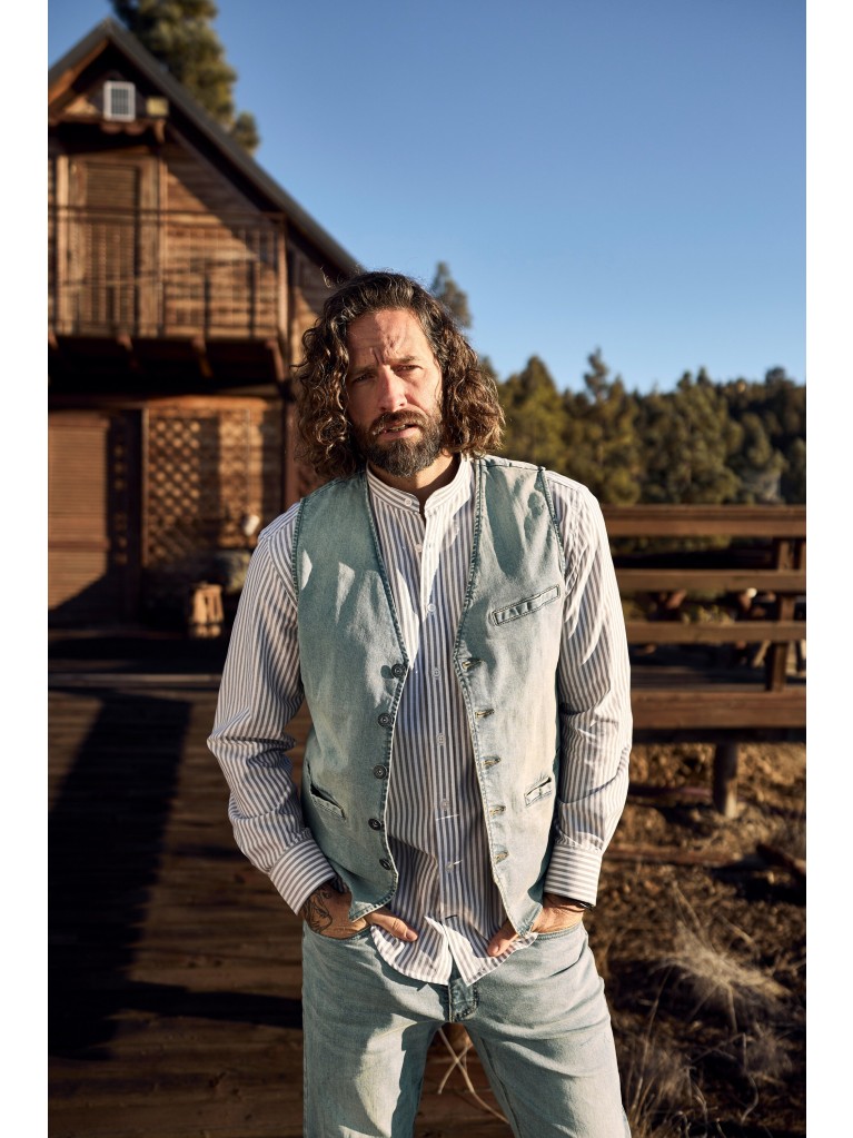 Γιλέκο τζιν JP 1880, λαιμόκοψη V, Vintage look