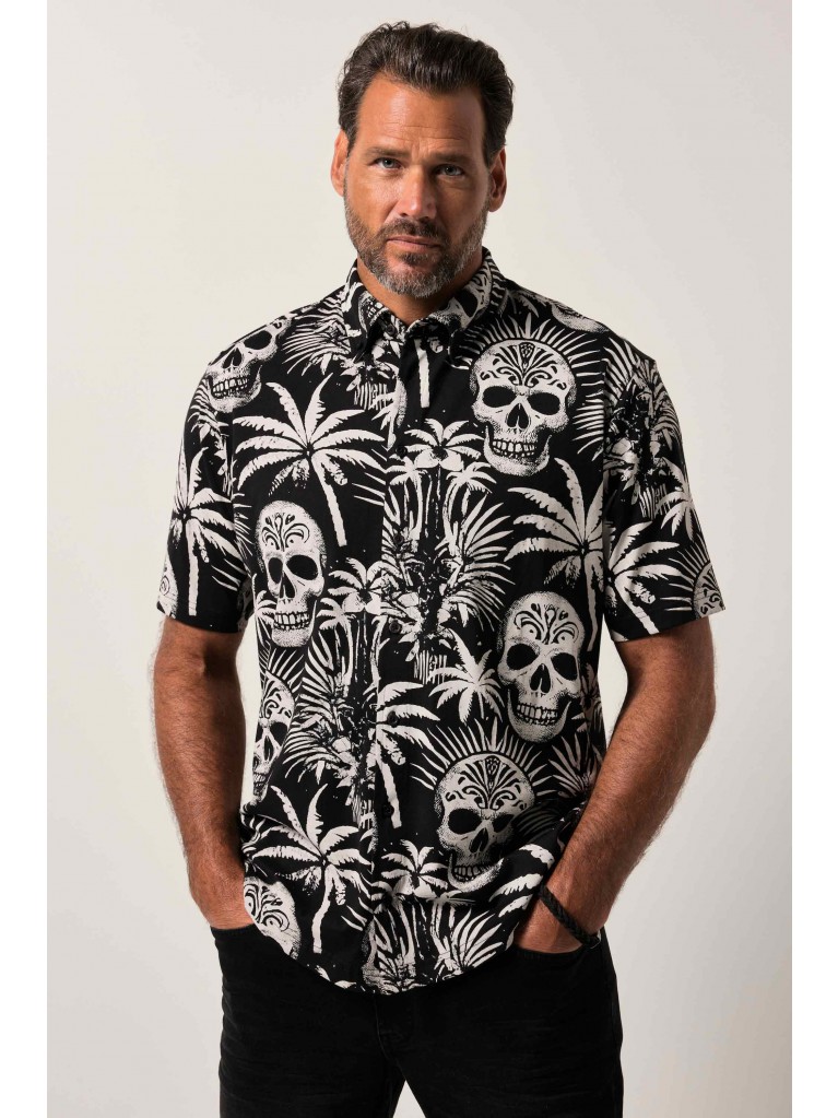 Πουκάμισο με μοτίβο skull και κοντά μανίκια, JP1880