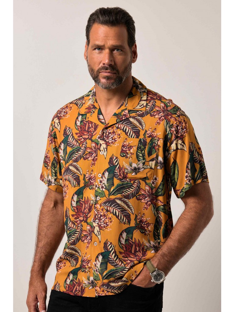 Πουκάμισο σε cuba fit με φλοράλ μοτίβο και κοντά μανίκια, JP1880