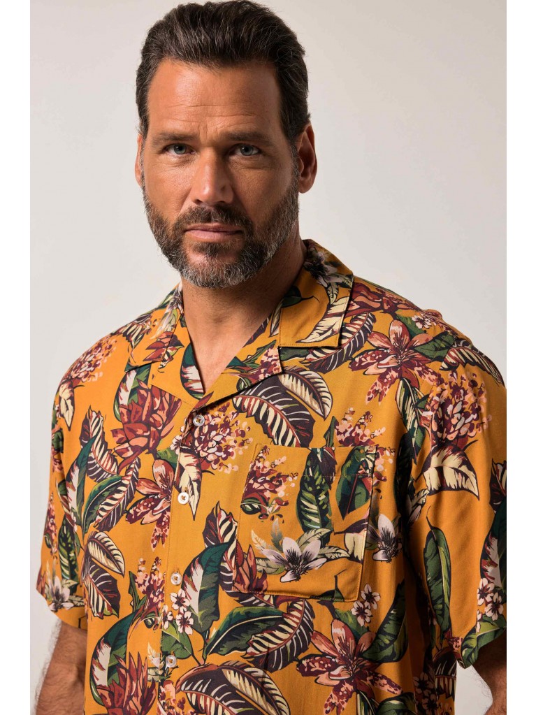 Πουκάμισο σε cuba fit με φλοράλ μοτίβο και κοντά μανίκια, JP1880