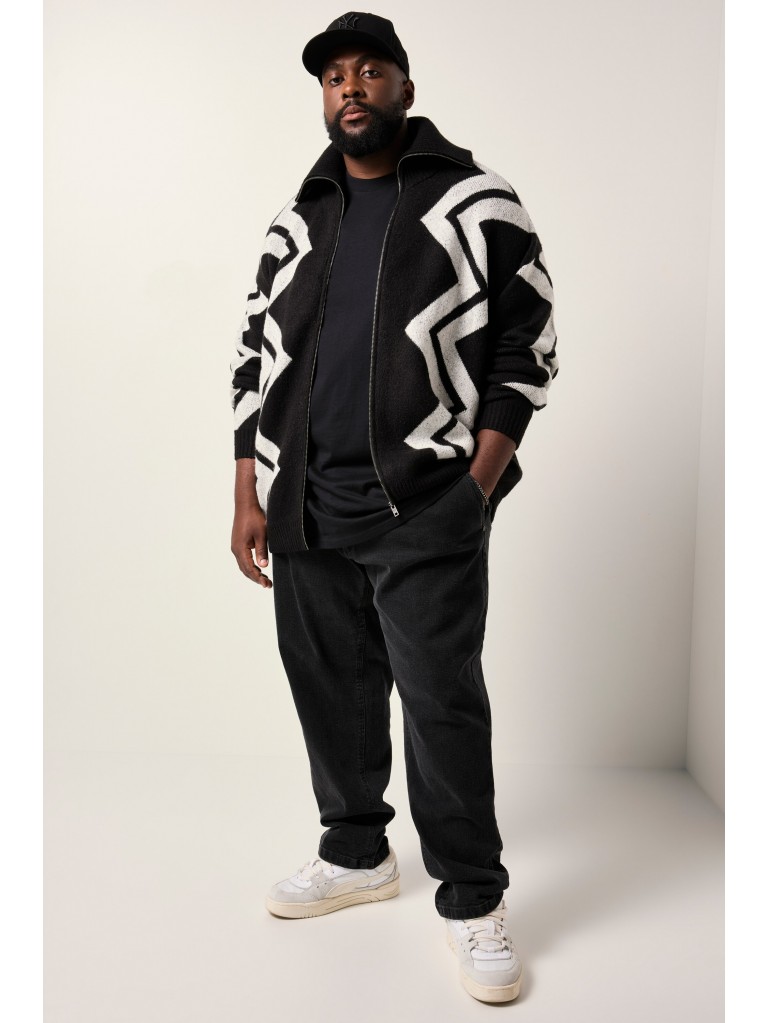 Ζακέτα με άνετη εφαρμογή και μοτίβο zig-zag, STHUGE