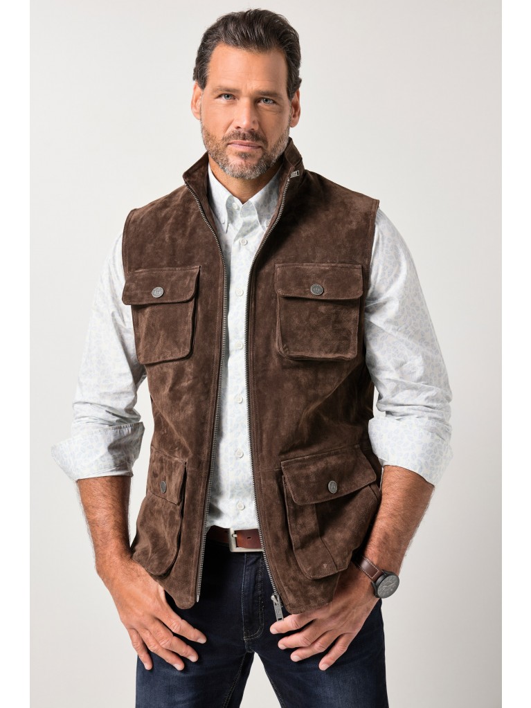 Γιλέκο δερμάτινο, σουέτ με τσέπες στο στήθος, JP1880