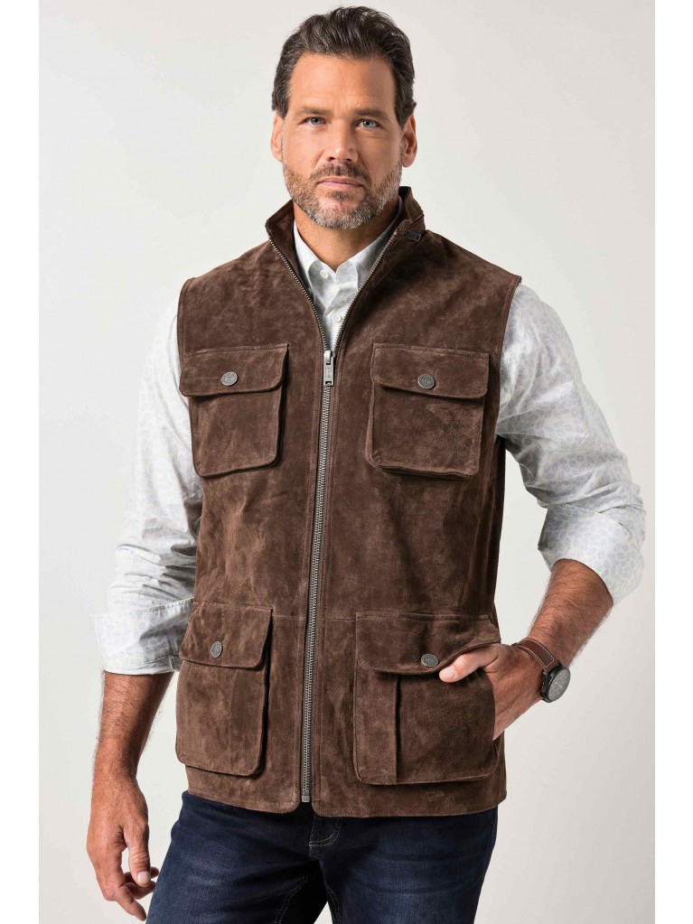 Γιλέκο δερμάτινο, σουέτ με τσέπες στο στήθος, JP1880