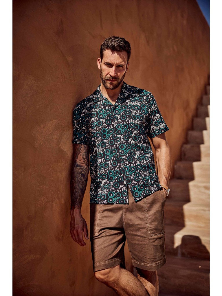 Πουκάμισο με μοτίβο και cuban γιακά, JP1880