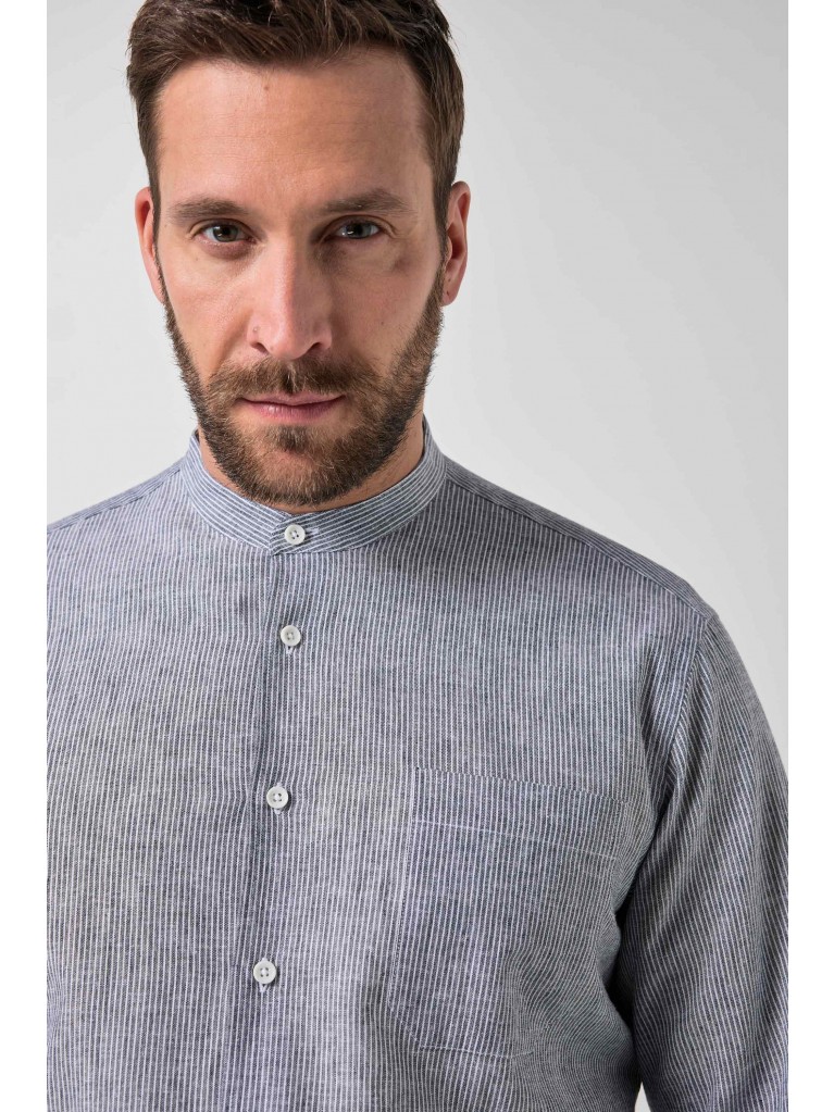 Πουκάμισο ριγέ με μικρό, όρθιο γιακά, JP1880