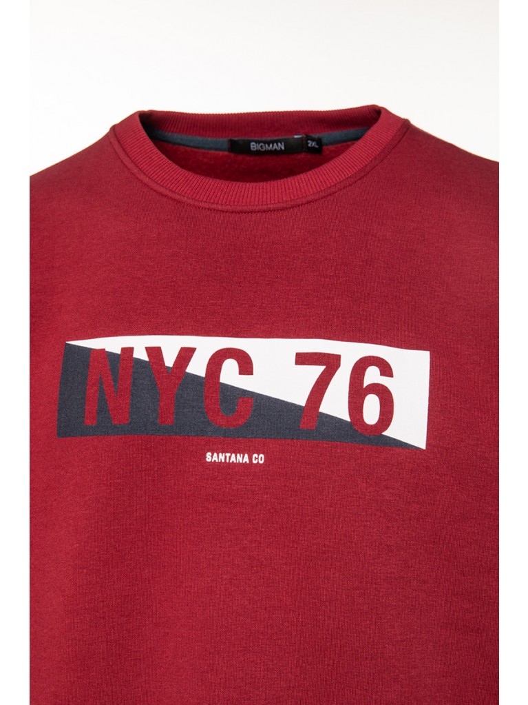 Μπλούζα BIGMAN Φούτερ με Τύπωμα NYC 76
