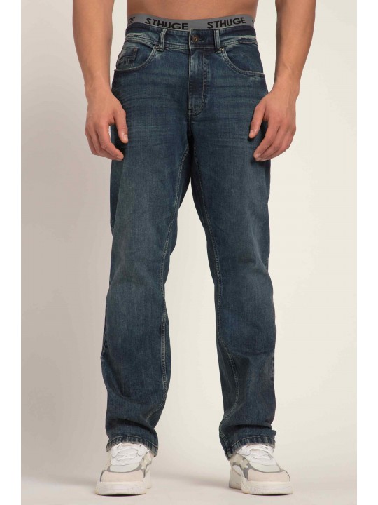 Τζιν παντελόνι με washed effect και χαλαρή εφαρμογή, STHUGE