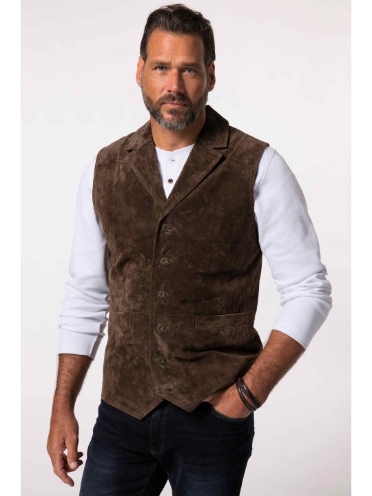 Γιλέκο με πέτο από μαλακό δέρμα σουέτ