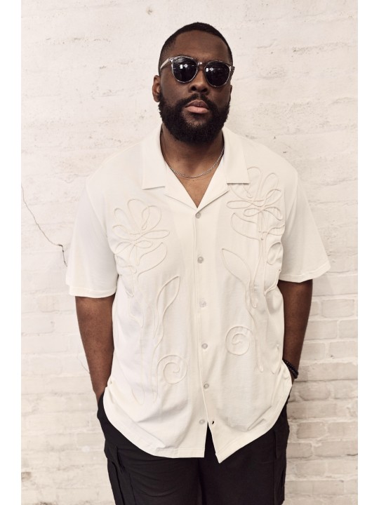 Πουκάμισο με boxy εφαρμογή και ανάγλυφο κέντημα, STHUGE 