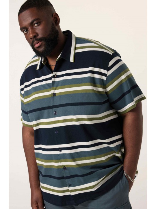 Πουκάμισο με boxy fit, ριγέ με κοντά μανίκια, STHUGE 