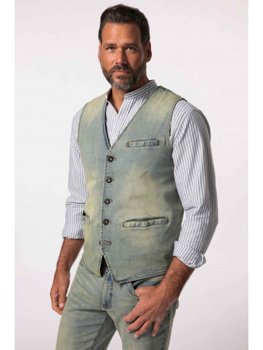 Γιλέκο τζιν JP 1880, λαιμόκοψη V, Vintage look