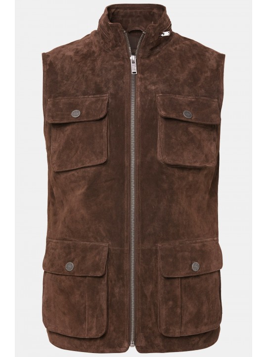 Γιλέκο δερμάτινο, σουέτ με τσέπες στο στήθος, JP1880